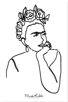 Produktbild von Spreadshirt Frida Kahlo Zeichnung Schwarz Poster 60x90 cm, One size, Weiß
