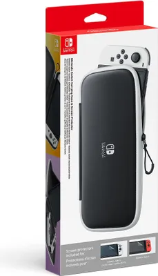 Produktbild von Nintendo Switch-Tasche & -Schutzfolie - Schwarz/Weiß