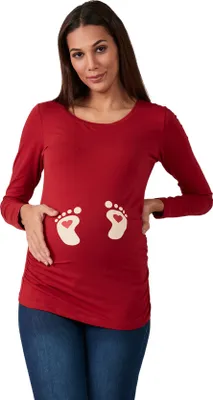 Produktbild von Umstandsshirt Langarm Baby Füße mit Motiv Schwangerschaft M.M.C.