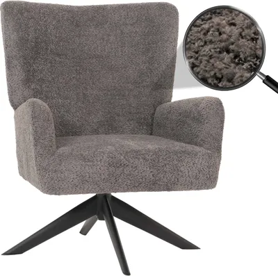 Produktbild von Lounge-Sessel MCW-N65, Cocktailsessel Polstersessel Relaxsessel, drehbar, Stoff/Textil Chenille Metall  dunkelgrau