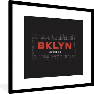 Produktbild von MuchoWow® MuchoWow® Gerahmtes Poster New York - Brooklyn - Rot 40x40 cm - Poster mit zchwarzem Bilderrahmen - Poster - Plakat im Rahmen
