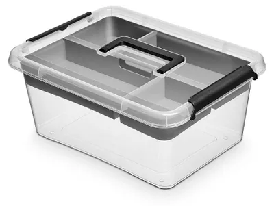Produktbild von Orplast aufbewahrungsbox 12,5 liter sortierbehälter 29x39 - simplestore - Transparent - Stapelbar | Mit Deckel | Mit Einlegeschalen