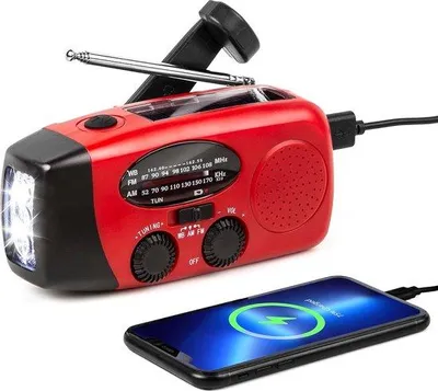 Produktbild von Solar Notfallradio mit Windaufladefunktion - Solarbetriebene Notfallradio - Solar Radio mit Windaufladung - Solarbetriebene Notfall-Handradio