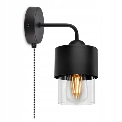 Produktbild von LUXOLAR Wandlampe Schwarz mit Schalter Glasschirm Transparent E27 60W - Wandleuchte Innen für Wohnzimmer, Küchen - Wandbeleuchtung