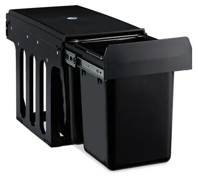 Immagine prodotto di Contenitore per rifiuti da incasso - 2 scomparti - Contenitore per rifiuti per mobile da cucina - Raccolta differenziata - 2 x 8 litri - 35,5 x 25 x 47 cm - Nero