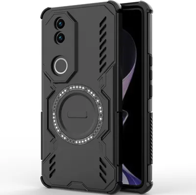 Obrázek produktu pro Magnetické pouzdro pro Vivo V50, hybridní PC a TPU nárazník, větrací otvory pro odvod tepla pouzdro Černý