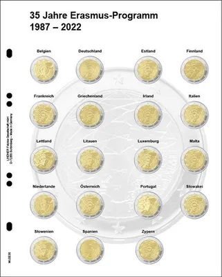 Produktbild von Lindner MU2E30 Multi collect Vordruckblatt für 2 Euro-Gedenkmünzen: Gemeinschaftsausgabe 35 Jahre Erasmus-Programm 1987 - 2022
