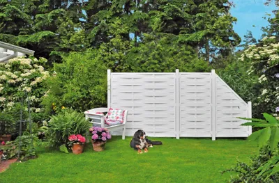Produktbild von Zaun Teilelement, Lamellenzaun Lightline 90 x 180 cm weiß