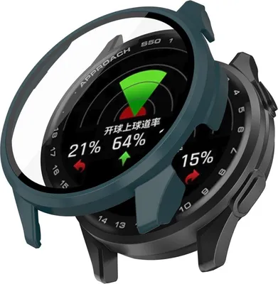 Produktbild von Für Garmin Approach S50 Kunststoff Watch Hülle + Tempered 9H Hart Glas Grün