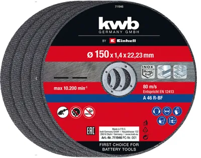 Zdjęcie produktu dla Akcesoria do szlifierek kątowych Einhell 5 cienkich tarcz tnących 150x1,4