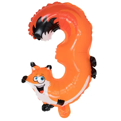 Obrázek produktu pro 40 cm dětský fóliový balón s číslem, balón s číslem, fóliový balón s číslem 3 BWI