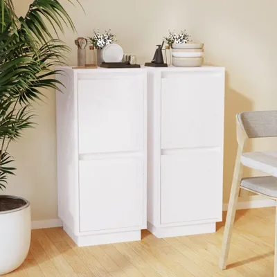 Immagine prodotto di vidaXL Credenze 2 pz. Bianco 31,5x34x75 cm in legno di pino massiccio