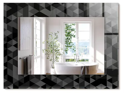 Produktbild von Schwarze und graue Dreiecke – Rechteckiger Spiegel mit Druck 80x60 cm – Modern - Dekorativ für die Wand