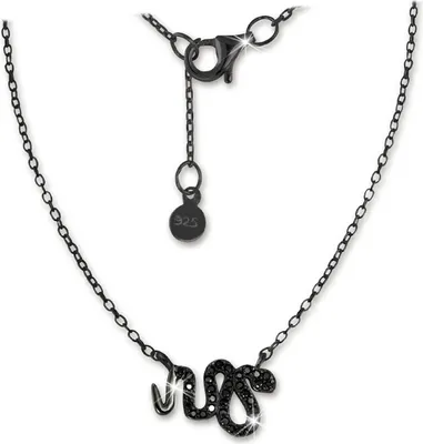 Produktbild von SilberDream Zirkonia Halskette 925 Silber 44cm Schlange Schmuck schwarz D2GSK400S