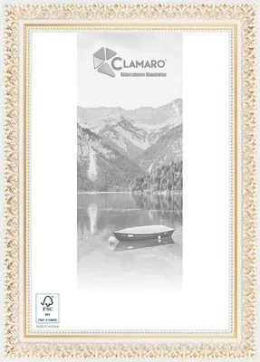 Produktbild von CLAMARO 'Friedrich' Bilderrahmen Antik Massivholz | Weiss Gold | Shabby Chic Vintage Barock | Holzrahmen inkl. Acrylglas, Rückwand, Aufhänger (Querformat & Hochformat), Größe:60x35