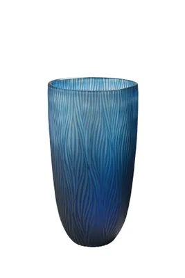 Produktbild von Sompex Dinah Vase XXL 21x36 cm | mundgeblasen & handgeschliffen | einzigartige Boho Deko im böhmischen Stil | Unikat aus Glas mit Wellenmuster