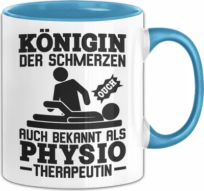 Produktbild von Physiotherapeutin Tasse Geschenk Königin Der Schmerzen Lustiger Spruch Geburtstag Weihnachten Kaffee-Becher (Blau)