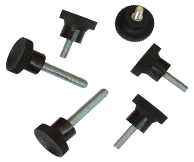 Produktbild von 25 Stück - Rändelschrauben mit Schaft - M5 - 15mm - Gewindebolzen umspritzt