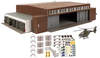 Produktbild von Faller H0 144111 Hangar mit Hubschrauber 1:87 Bausatz