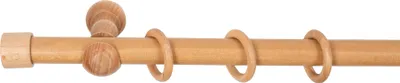Produktbild von SN Deco - Stilgarnitur Gardinenstange Vorhangstange Cafiro, Holz, Klassikträger offen, 28 mm, 1-Lauf, Komplettset mit Ringen, Farbe Eiche, 280 cm (2x140 cm)