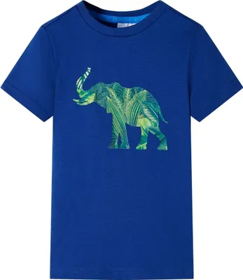 Produktbild von Kinder T-Shirt Dunkelblau Größe 104 mit Elefantenaufdruck aus 100 % Baumwolle