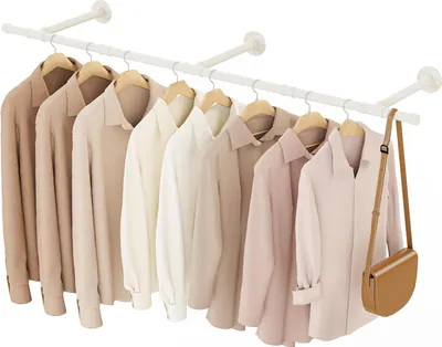 Produktbild von Wandmontage Kleiderstange 150 cm, beige, für kleine Räume, Eisen