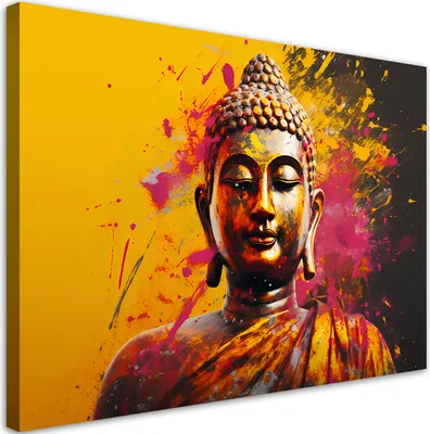 Immagine prodotto di Quadro su tela Buddha su sfondo astratto 100x70 Feeby Orange quadro per la parete pronto per essere appeso