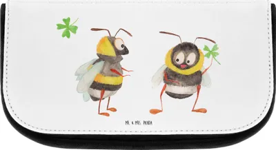 Produktbild von Mr. & Mrs. Panda Organizer Hummeln Kleeblatt - Weiß - Geschenk, Spruch Fröhlich, kosmetik, glücklich sein, Biene, kosmetiktäschchen, Kulturtasche, Hummel, Lustige Sprüche