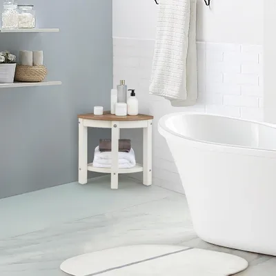 Produktbild von Eckduschhocker mit Ablage, wasserdichtes HDPE, weiß