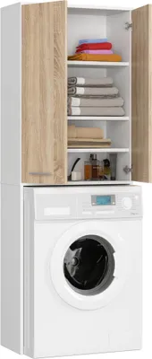 Image de Armoire pour machine à laver avec deux portes, 64 × 30 × 180 cm