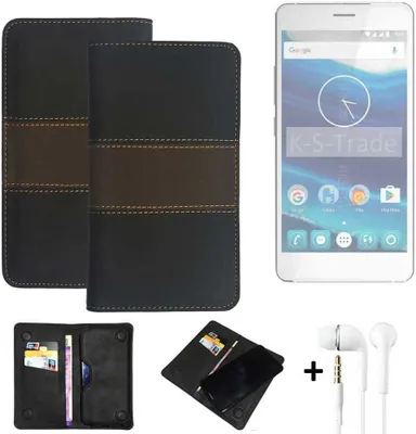 Produktbild von K-S-Trade Handyhülle + Kopfhörer kompatibel mit Qilive Q5.5 Schutzhülle Walletcase Bookstyle Tasche Schutz Case Hülle Wallet Cover Kunstleder