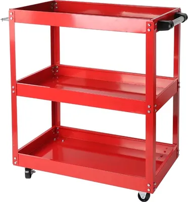 Image de Chariot à outils, conception à 3 niveaux, capacité de charge 100 kg, rouge