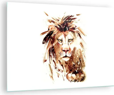 Produktbild von Bilder auf glas - Abbildung intelligent König Löwe - 70x50cm - Glasbilder - Wandbilder - Kunstdruck - zum Aufhängen bereit - Wanddekoration aus Glas - Glas Bilder - Wandbild auf Glas - GAA70x50-3067