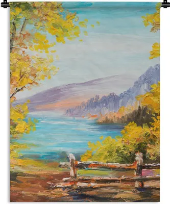 Produktbild von MuchoWow® Wandteppich Wandbehang Malerei - Ölgemälde - Pflanzen - Natur 120x160 cm Tapisserie Dekoration Wandtuch - Wohnzimmer - Moderne