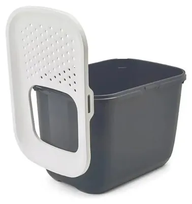 Image de Bac à litière Savic "Hop In" 58,5 x 39 x 39,5 cm anthracite - blanc
