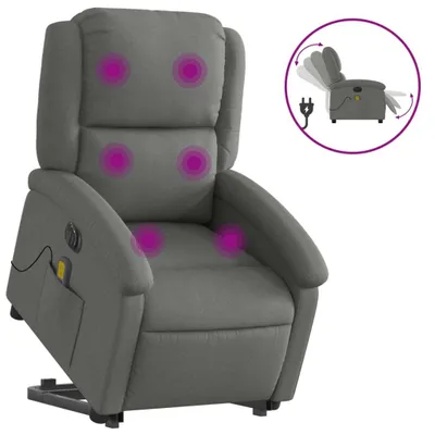 Produktbild von vidaXL Elektrischer Massagesessel mit Aufstehhilfe Dunkelgrau Stoff