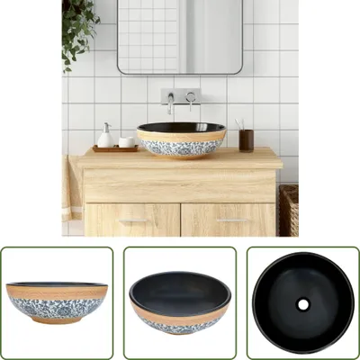 Produktbild von The Living Store Aufsatzwaschbecken Mehrfarbig Rund Ø41x14 cm Keramik