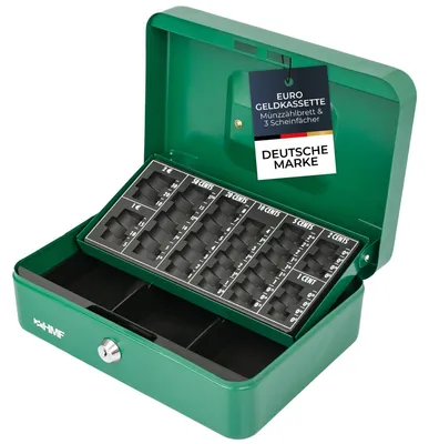 Produktbild von HMF Geldkassettemit zwei Schlüssel, 25 x 18 x 9 cm, Grün