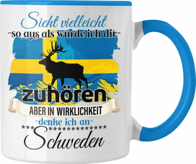 Produktbild von Trendation - Schweden Geschenk Tasse Schweden Liebhaber Geschenkidee Lustiger Spruch (Blau)
