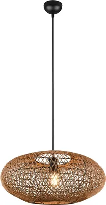 Produktbild von lightling Edda Pendelleuchte, 1-flammig, Ø 52 cm, höhenverstellbar, schwarz matt Metall, Lampenschirm aus Sisal, max: 40W