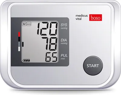 A digital blood pressure monitor displayed on a white background.