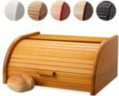 Produktbild von FALKENBERGER Brotkasten aus Buchenholz ca. 39x29x18cm Rollbrotkasten traditionell Brotbox mit Roll-Deckel Handmade