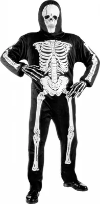 Produktbild von Skelett Kostüm mit Totenkopfmaske für Kinder Größe: M / 8-10 Jahre