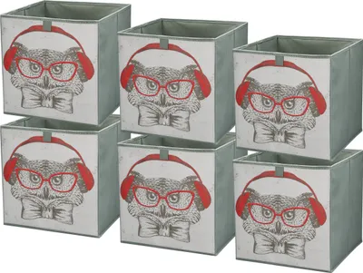 Produktbild von Lavita Storage Box | faltbare Aufbewahrung Boxen 31 x 31 x 31 cm | Schubladen-Organizer Box| Ordnungssysteme für Kleidung | Kleideraufbewahrung & Organisation | Eule | 6 stück