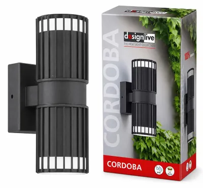 Imagen del producto de Aplique de pared exterior, modelo Córdoba, color antracita, grado de protección IP44, máximo 2 x 35W, casquillo GU10, iluminación ascendente y descendente