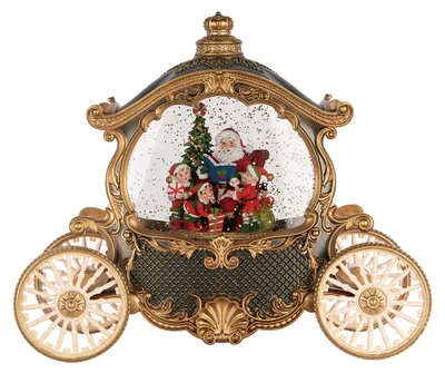 Produktbild von Clayre & Eef Weihnachtsdekoration mit LED-Beleuchtung und Musik 26x11x20 cm / 3xAA Grün Kunststoff