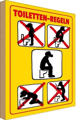 Produktbild von vianmo Holzschild 18x12 cm Toiletten Regeln Warnschild Hinweisschild