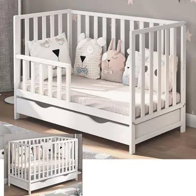 Produktbild von Kinderbett Lulu 120x60 mit Schublade und Umbaukit (ohne Matratze) – wächst mit Ihrem Kind mit