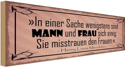 Produktbild von vianmo Holzschild 10x27 cm Mann und Frau misstrauen Frauen Spruch Zitat
