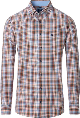 Produktbild von REDMOND Herren Freizeithemd Langarm Button-Down Modern Twill Orange Karo XXL